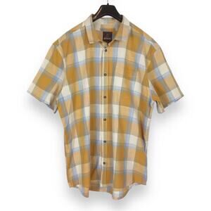 PRANA Benton Plaid Short Sleeve Button Up Men's Shirt size XXL